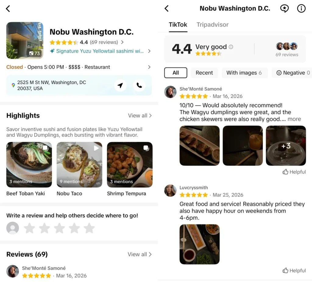 tiktok reviews